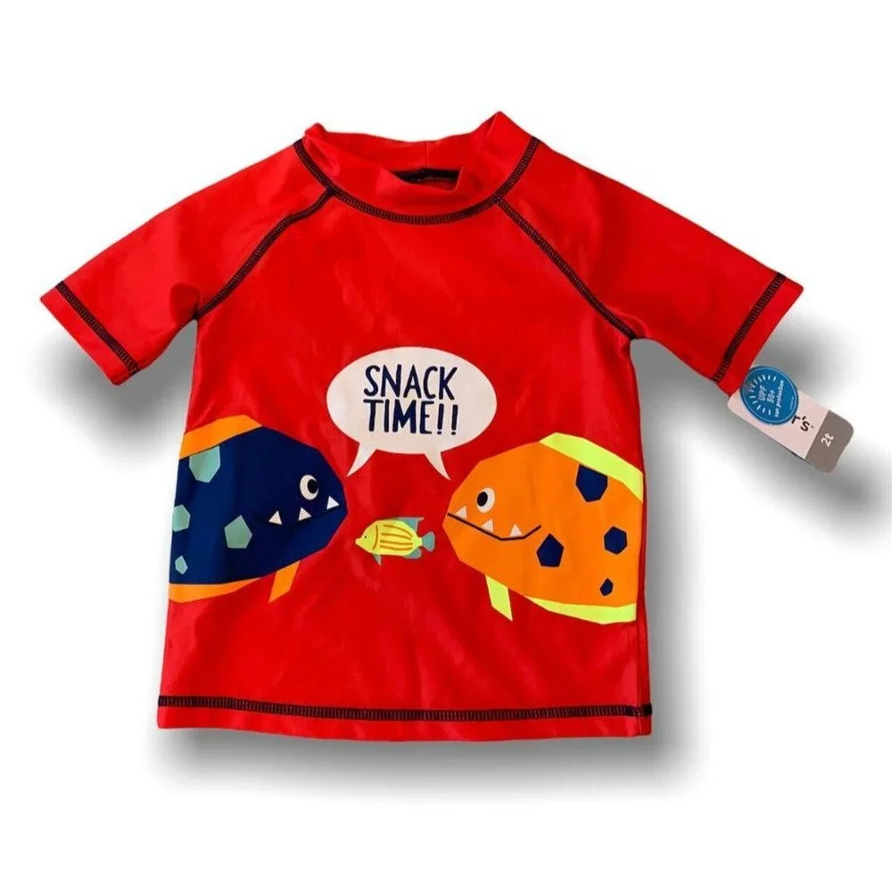 2T Carter's Boys Rashgaurd Swim Shirt Red 